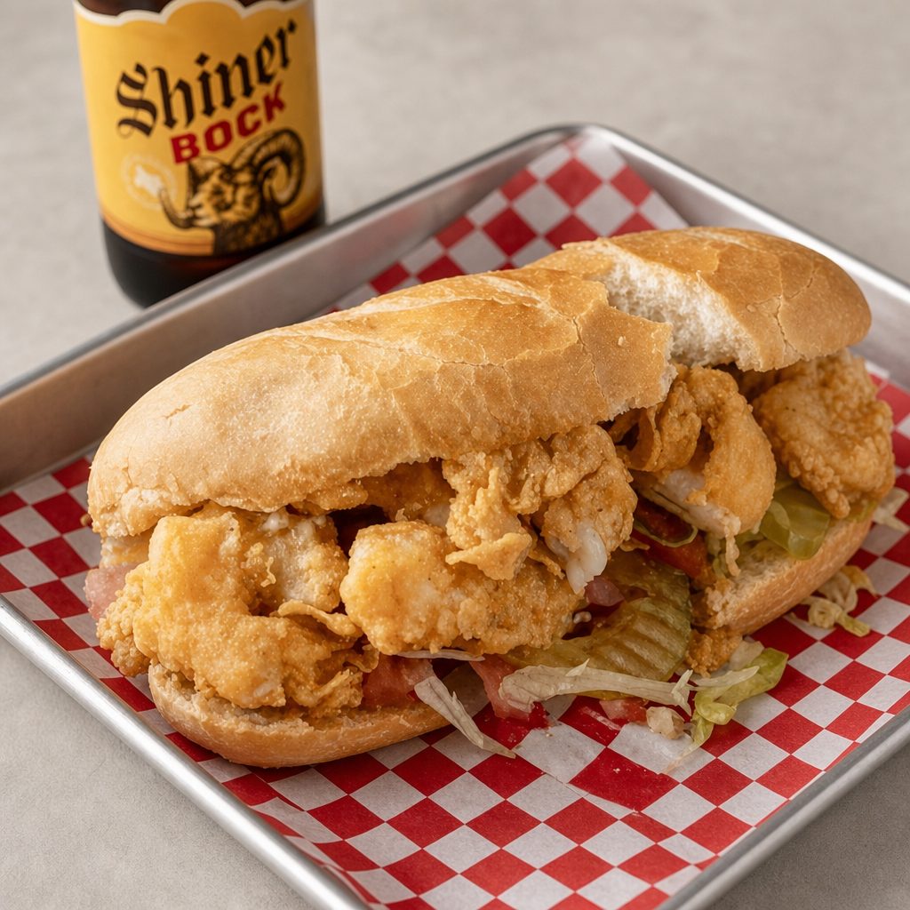9" Shrimp Po-Boy Basket.