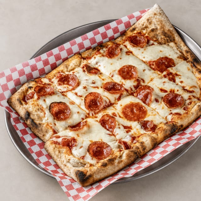 Flat Bread Pepperoni Pizza.
